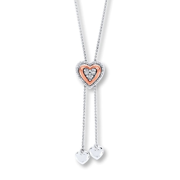 Kay Jewelers Sterling Silver + Rose Gold Bolo Heart Necklace - Picture 11 of 12